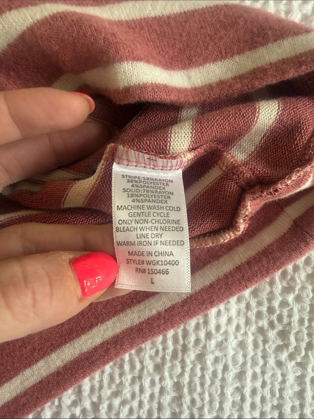 Market & Spruce Rose Pink and White Striped Long Sleeve Top - Picture 5 of 5